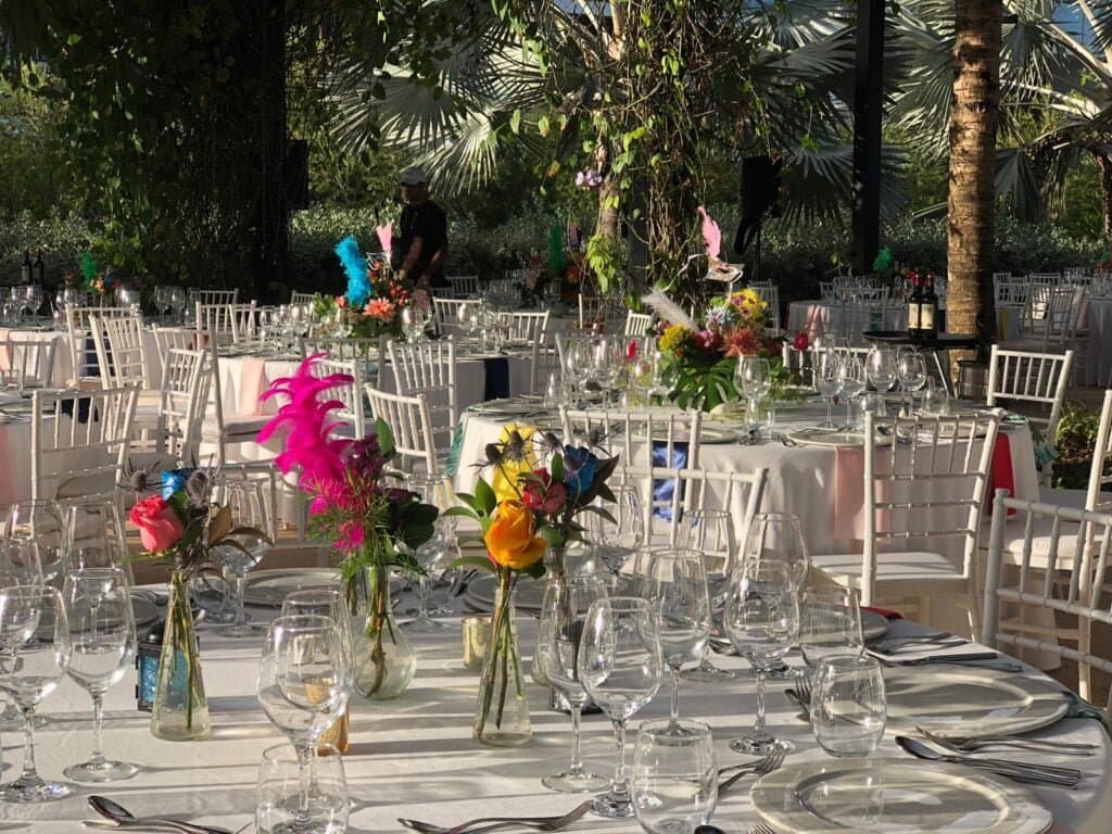 Colorful centerpieces at a private celebration